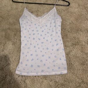 Hollister White and Blue Floral Cami